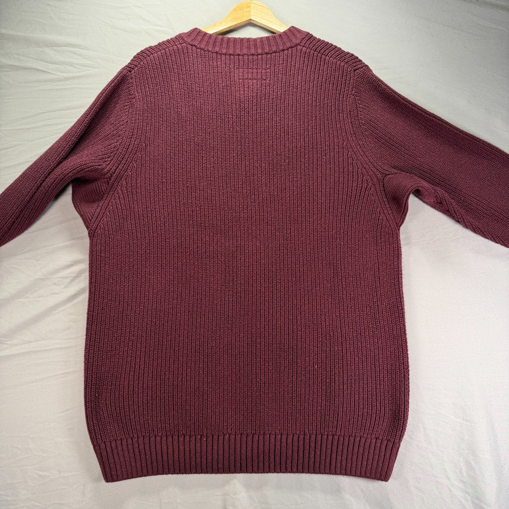 Duluth Trading Co Sweater Mens Large Red Burgundy Henley Thick Knit Cotton Gorp - Picture 9 of 12